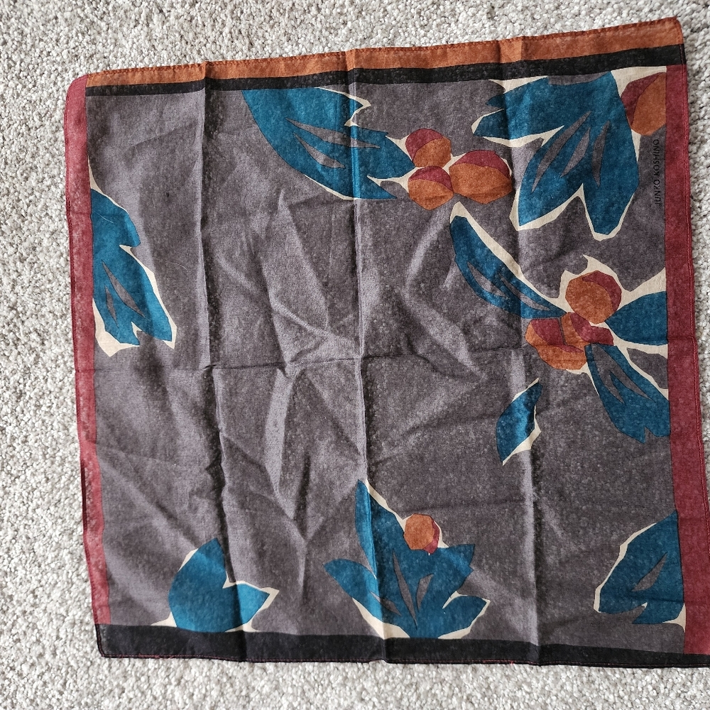 Vintage Junko Koshino Handkerchief Bandana Square Scarf Flower Japanese Designer